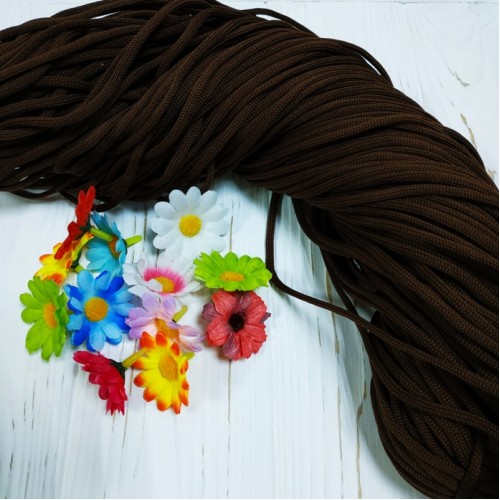 Полиэфирный шнур для вязания,4мм,цв-тёмно-коричневый,100м