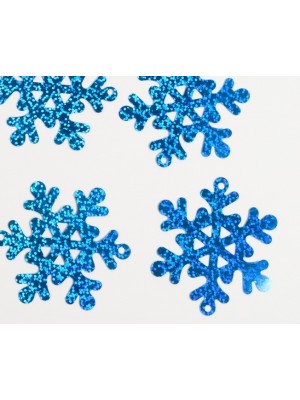Набор-Снежинки пайетки большие,цв-синий,6,5см-цена за 10 шт