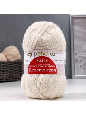 Пряжа Пехорка - Деревенская ,цв-01-молочный 100% полугрубая шерсть,100гр-220м