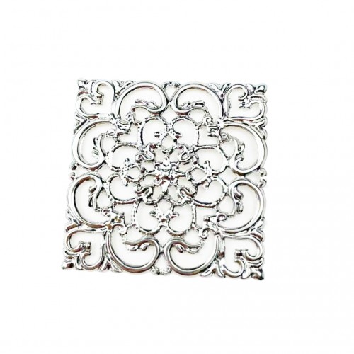 Декоративный элемент,филигрань,квадрат,цв-серебро. 40 мм,цена за 2 шт