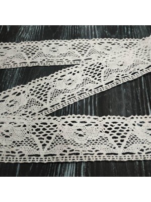 Кружево вязанное ажурное,цв-белый, 5см,цена за 1 метр