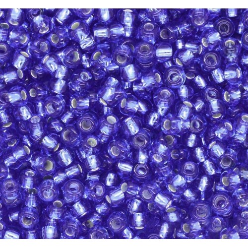 Чешский бисер, ,5 грамм, цв-10/0 37030 синий серебряная линия внутри