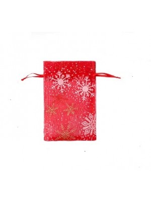 Мешочек подарочный из органзы -новогодний 10 х 15 см,цв-красный