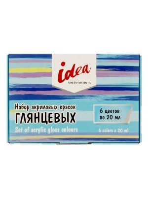 Краска акриловая "VISTA-ARTISTA" idea для декора глянцевая, набор  6 цв. х 20 мл .