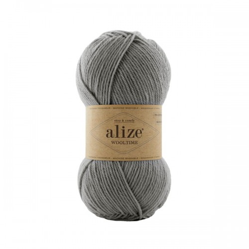  Пряжа Alize Wooltime (Вултайм), 100 гр-200 метров, цв- св-серый