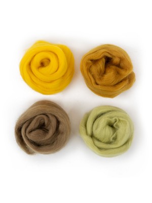 "Шерсть для валяния"набор 100% мериносовая шерсть 4 х 10 г ассорти № 9