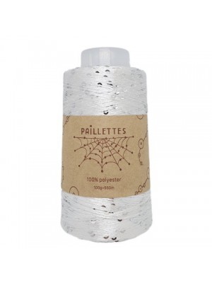 PAILLETTES 100 ГР WOOL SEA 01 SILVER - БЕЛЫЙ С СЕРЕБРОМ