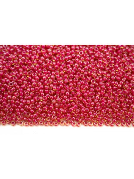 Чешский бисер   10/0 ,5 грамм, цв- янтарный прозрачный, розовая линия внутри
