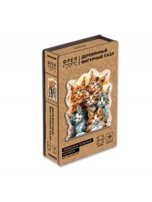 Пазл фигурный деревянный "Любознательные котята" 158 элемент. Пазл фигурный деревянный "Любознательные котята" 158 элемент.