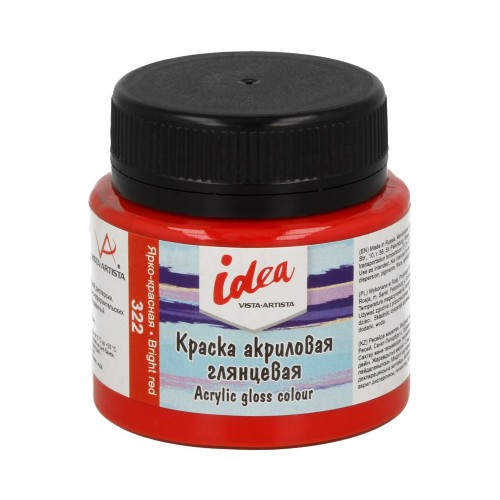 Краска акриловая "VISTA-ARTISTA" idea для декора глянцевая -50 мл 322 Ярко-красная (Bright red)