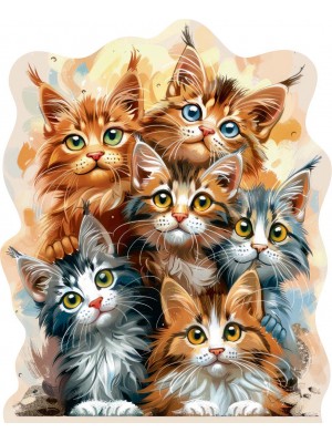  Пазл фигурный деревянный "Любознательные котята" 158 элемент.