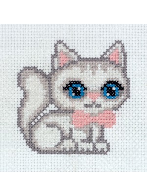  набор для вышивания "Klart""Белый котик" 10 х 10 см