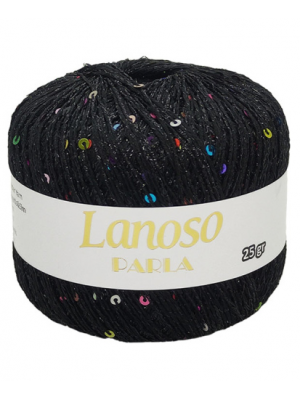 Пряжа Lanoso Parla цвет-6051, черный(цветные пайетки)