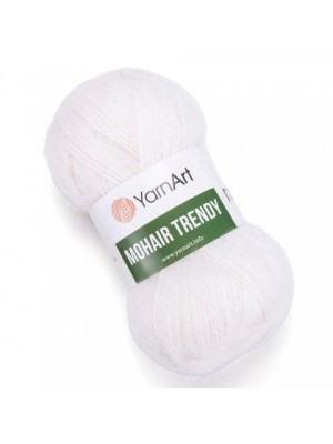 Пряжа Ярнарт Мохер Тренди (Yarnart Mohair Trendy) цвет 101 - БЕЛЫЙ