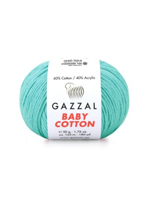 Gazzal Baby Cotton, 50 гр- 165 м, цв- ,светло-бирюзовый №3452