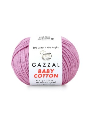 Gazzal Baby Cotton, 50 гр- 165 м, цв- ,сиренево-розовый №3422
