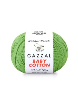 Gazzal Baby Cotton, 50 гр- 165 м, цв- ,зеленое яблоко №3448