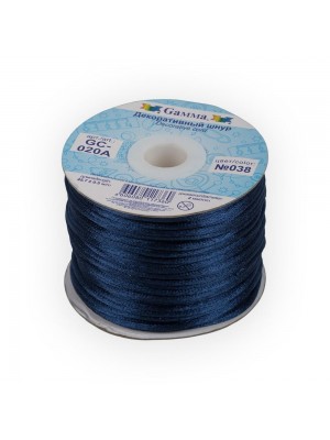 Атласный шнур,2 мм. №038 ,т.синий цена за 1 метр
