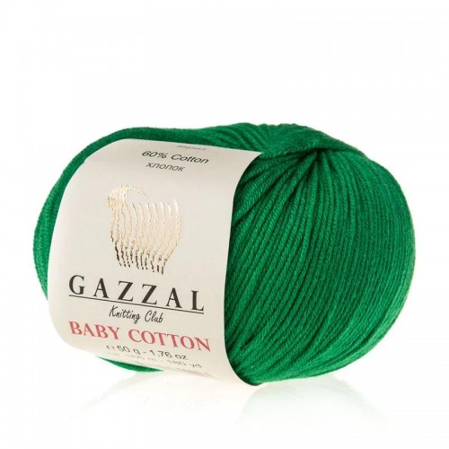 Gazzal Baby Cotton, 50 гр- 165 м, цв- ,изумруд №3456