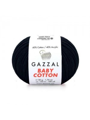 Gazzal Baby Cotton, 50 гр- 165 м, цв- черный №3433