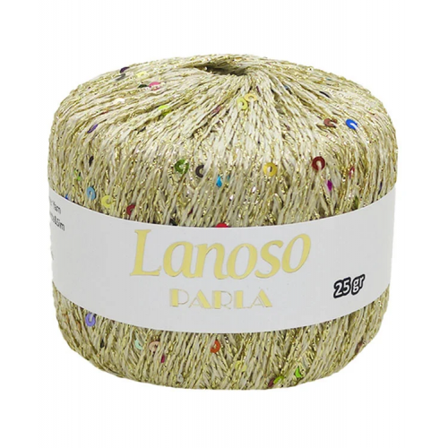 Пряжа Lanoso Parla цвет-1300 золото с цветными пайетками 