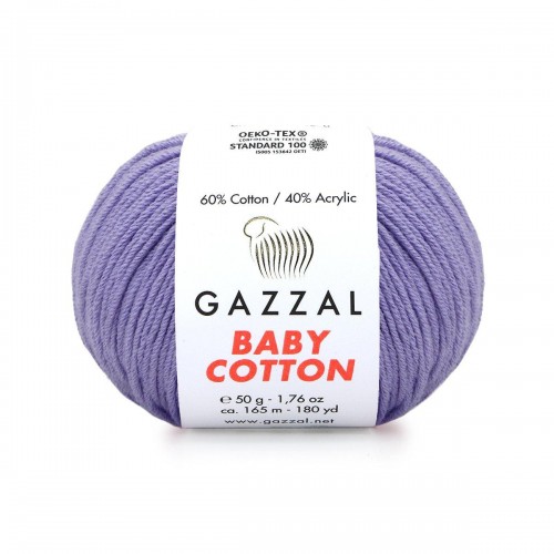 Gazzal Baby Cotton, 50 гр- 165 м, цв- ,сирень №3420