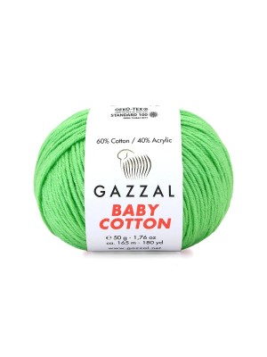 Gazzal Baby Cotton, 50 гр- 165 м, цв- ,салатовый №3466