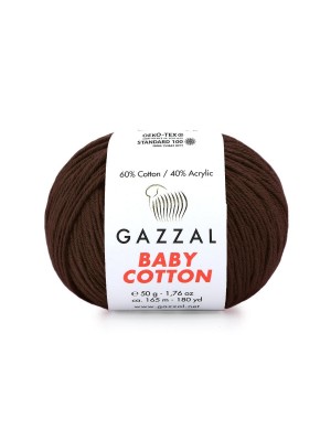 Gazzal Baby Cotton, 50 гр- 165 м, цв- ,темно-коричневый №3436
