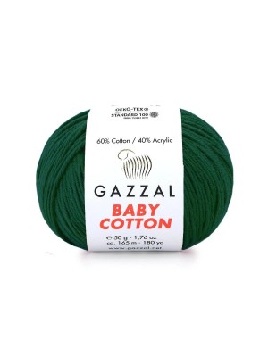 Gazzal Baby Cotton, 50 гр- 165 м, цв- темно-зеленый №3467