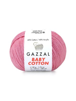 Gazzal Baby Cotton, 50 гр- 165 м,цв- розовый №3468
