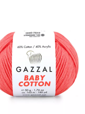 Gazzal Baby Cotton, 50 гр- 165 м, цв- ,розовый неон №3460