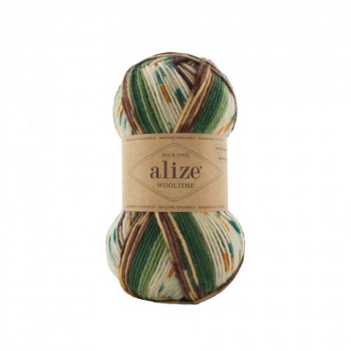 Пряжа Alize Wooltime (Вултайм), 100 гр-200 метров, цв- принт 11021