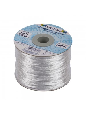 Атласный шнур,2 мм. №001.белый, цена за 1 метр