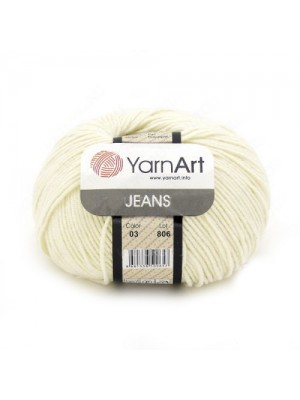  Пряжа  YarnArt "Jeans Джинс"цв. 03, молочный