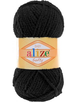 Пряжа Alize Softy,цв-чёрный( с коричневым оттенком),50 гр