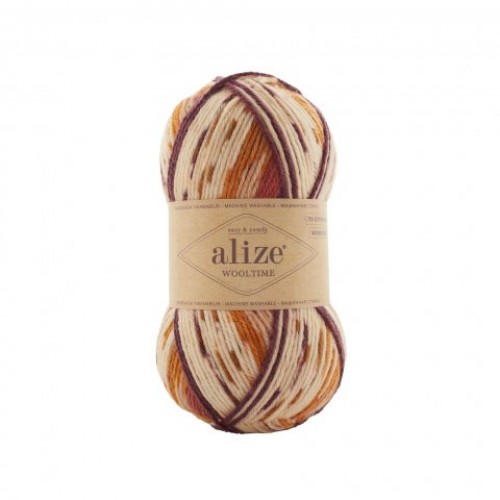  Пряжа Alize Wooltime (Вултайм), 100 гр-200 метров, цв- принт 11022