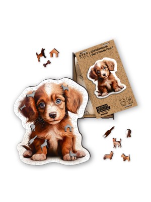 Пазл фигурный деревянный "Щенячья нежность" 154 элемент. Пазл фигурный деревянный "Щенячья нежность" 154 элемент.
