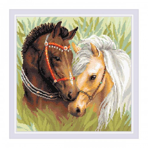 Алмазная мозаика Риолис «Пара лошадей» 40*40см,квадр.стразы