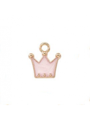 Подвеска с эмалью-корона,цв-розовый персик,10*11мм