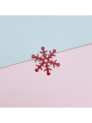 Снежинки глиттерные,цв-красный,20мм-цена за 10 шт