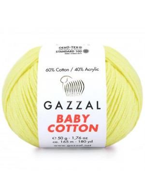 Gazzal Baby Cotton, 50 гр- 165 м,цв-св.желтый