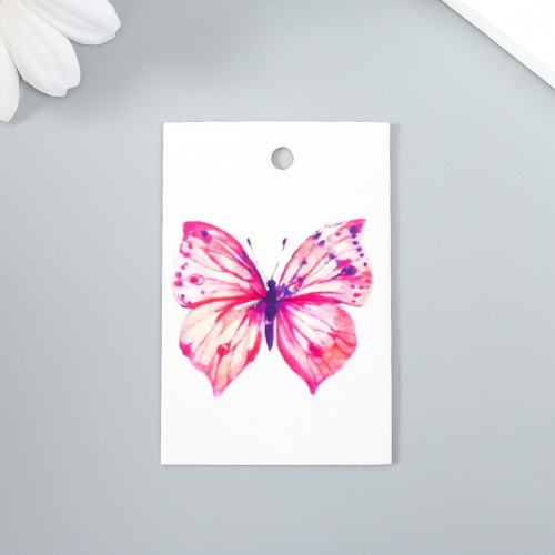 Бирка картонная  "Бабочка розовая" 4х6 см