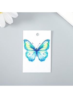 Бирка картонная  "Бабочка голубая" 4х6 см