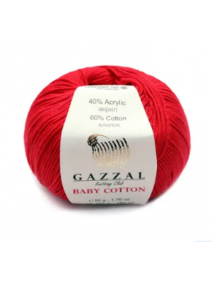 Gazzal Baby Cotton, 50 гр- 165 м,цв-красный