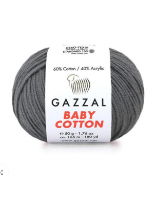 Gazzal Baby Cotton, 50 гр- 165 м,цв-тем- серый