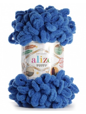 Пряжа Alize Puffy-цвет  синий,100 гр-9 м