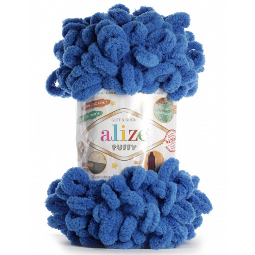 Пряжа Alize Puffy-цвет  синий,100 гр-9 м