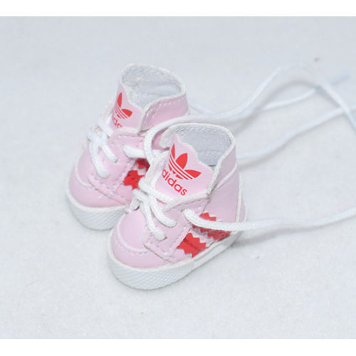 Кроссовки  Adidas -розовые с красным, маленькие-4см