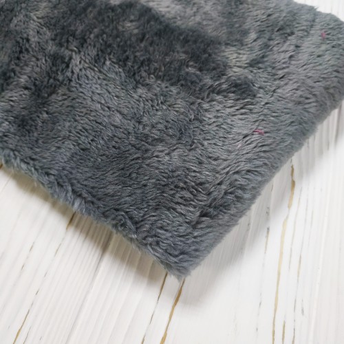 Мех "Тедди" средний ворс (56 см*50 см) 100%п/э цв. т-серый