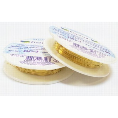 Проволока для бисера металл  d 0.3 мм 10 м №01 под золото-Gamma